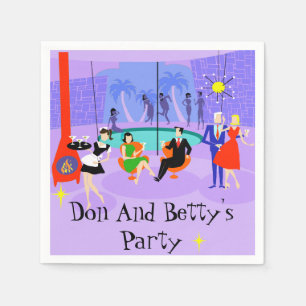 Retro Tropischer Cocktail Party Einweg Napkins Serviette