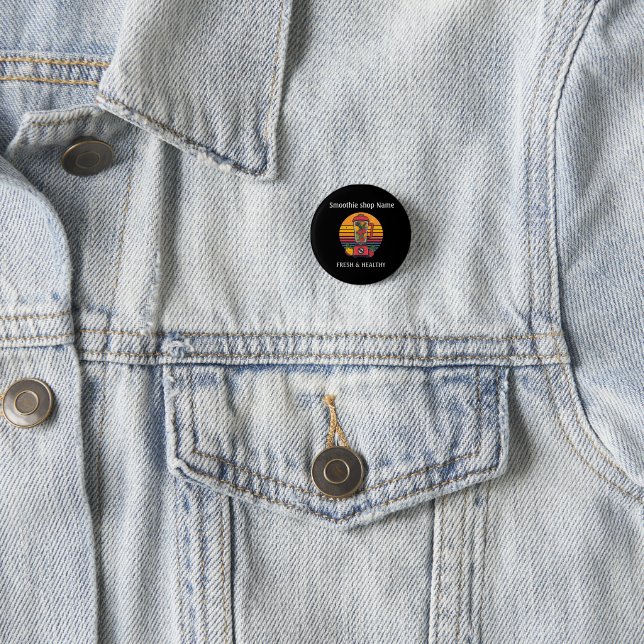 Retro-Tropischer Fruchtsmoothie-Shop Saftbar Button (Beispiel)
