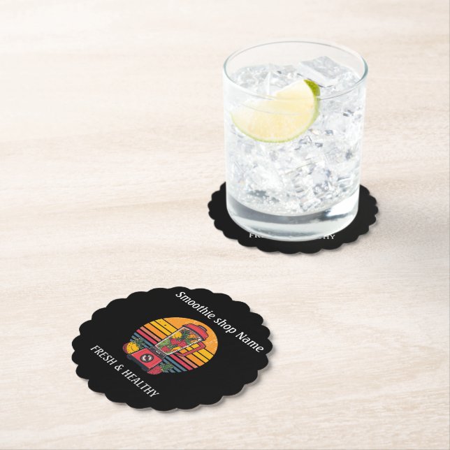 Retro-Tropischer Fruchtsmoothie-Shop Saftbar Untersetzer (Vor Ort)