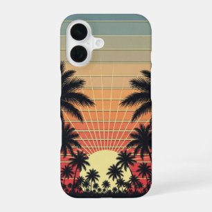 Retro-Tropischer Sonnenaufgang Linien iPhone 16 Hülle