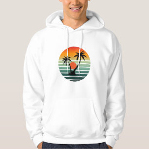 Retro-Tropischer Sonnenuntergang mit Palmen Hoodie