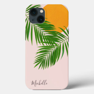 Retro-Tropischer-Sonnenuntergang-Palmenblätter-Min Case-Mate iPhone Hülle