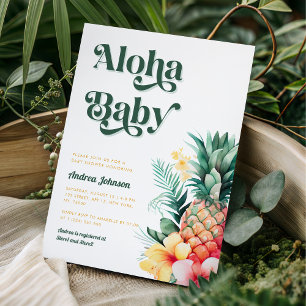 Retro Tropisches Aloha Ananas Sommer Babyparty Einladung