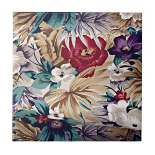 Retro tropisches Blumen-Muster Fliese
