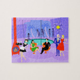 Retro tropisches Cocktail-Party-Puzzlespiel Puzzle