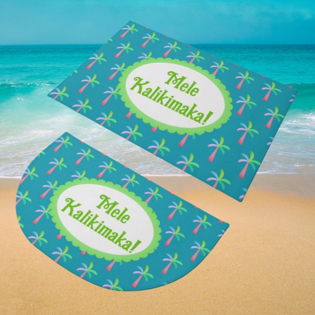 Retro-Tropisches Personalisiertes Tropisches Palme Fußmatte (Fun tropical doormats. For Christmas or anytime…personalize it!)