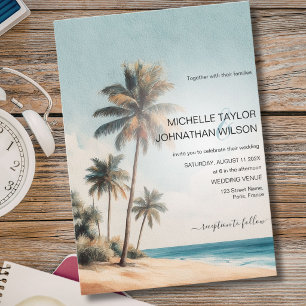 Retro-tropisches Strandhochzeit Ziel in Palm Beach Einladung