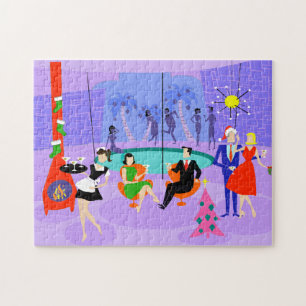 Retro tropisches WeihnachtsParty-Puzzlespiel Puzzle