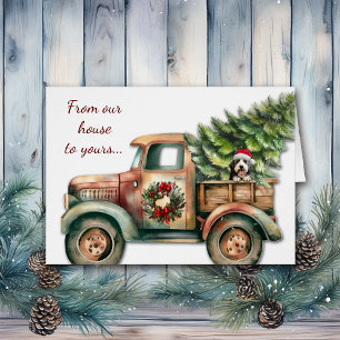 Retro Truck Bearded Collie Dog Weihnachten