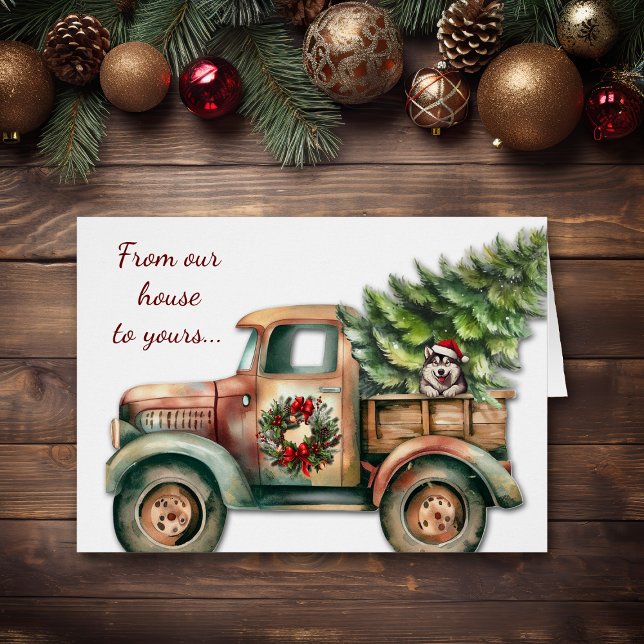 Retro Truck Siberian Husky Dog Weihnachten (Von Creator hochgeladen)