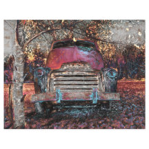 Retro Truck Vintag rotes Gelbgelb Rustikaler Fall