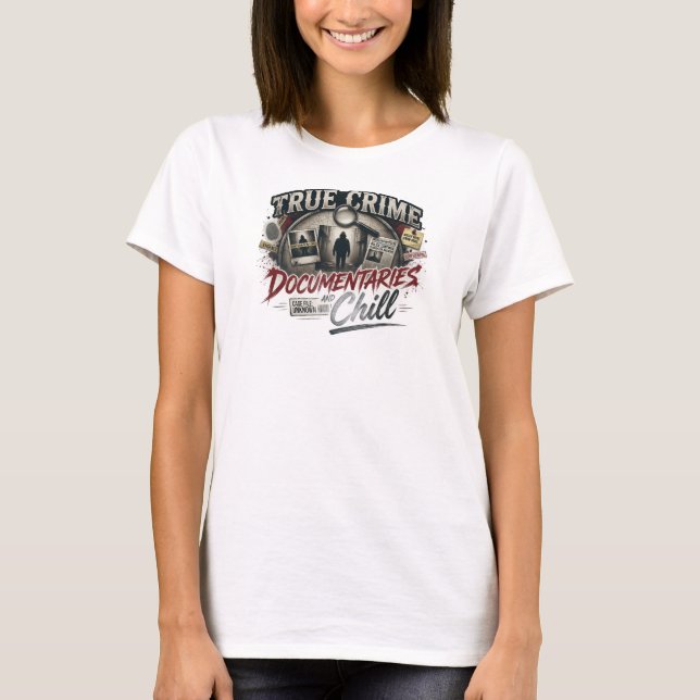 Retro True Crime Docs Chill Mode Art T-Shirt (Vorderseite)