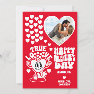 Retro True Love Heart Red Valentine Day Foto Feiertagskarte