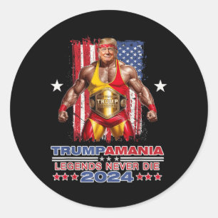 Retro Trump Funny Wrestling Meme Trumpamania 2024 Runder Aufkleber