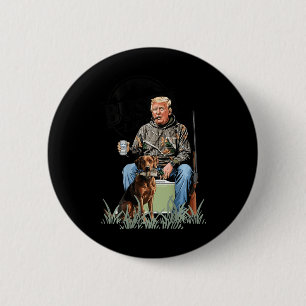 Retro Trump Jagd Hirsch Funny Drink Beer Hunti Button