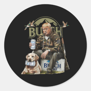Retro Trump Jagd Hirsch Funny Drink Beer Hunti Runder Aufkleber