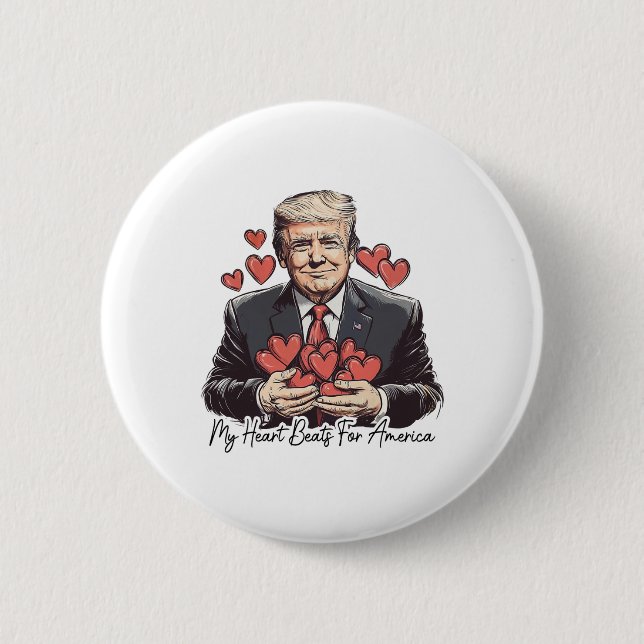Retro Trump Valentine, mein Herz schlägt für Ameri Button (Vorderseite)