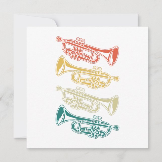 Retro Trumpet Instrument Geschenk Musik Trumpet Einladung (Vorderseite)
