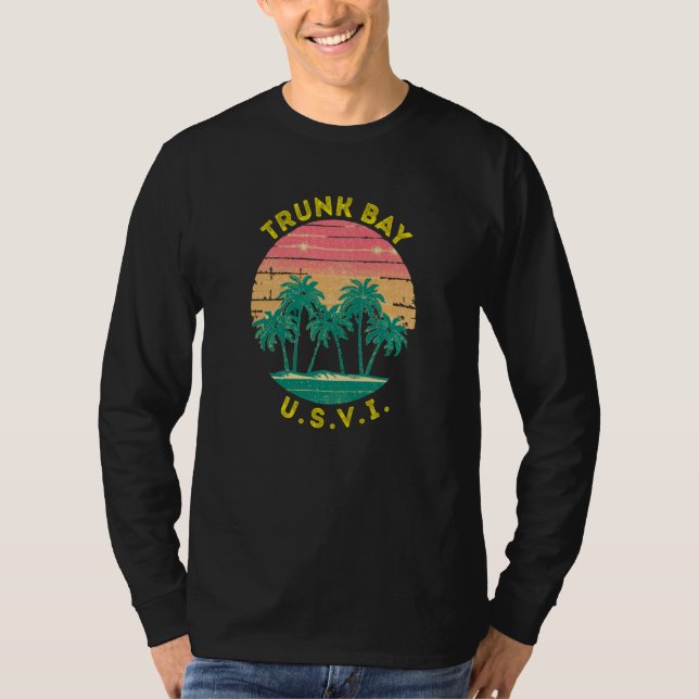Retro Trunk Bay Vacation Souvenir Palm Tree T-Shirt (Vorderseite)