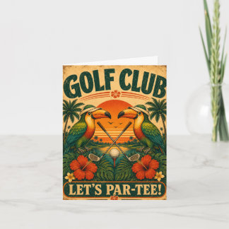 Retro-Tukan-Golfclub gefaltete Geburtstagseinladun Einladung