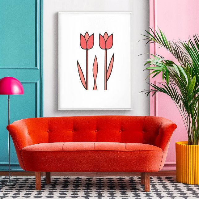 Retro Tulip Duo - Fett florale Einfachheit Poster (Von Creator hochgeladen)