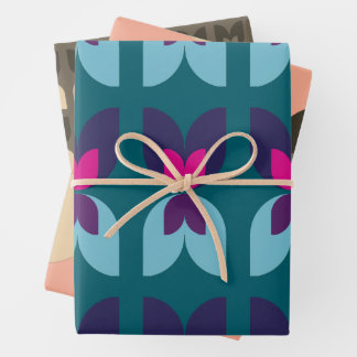 Retro Tulip Fall Colors Gifts Wrapping Paper Geschenkpapier Set