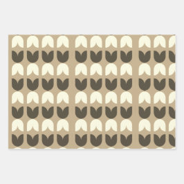 Retro Tulip Fall Colors Wrapping Gift Paper Geschenkpapier Set