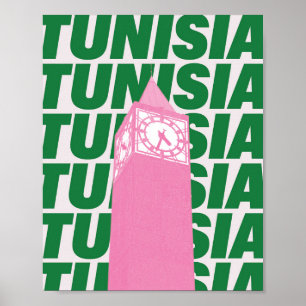 Retro-Tunesien-Uhrposter Vintage Reise-Inspirati Poster
