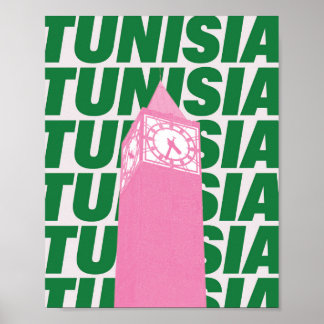 Retro-Tunesien-Uhrposter | Vintage Reise-Inspirati Poster