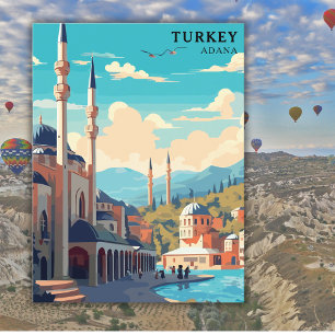 Retro Türkei Adana Aquarell Reise  Postkarte