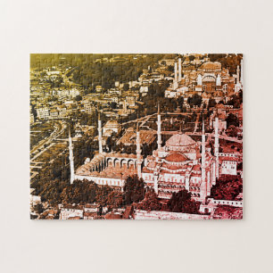 Retro Türkei Istanbul Blaue Moschee Überblick Puzzle