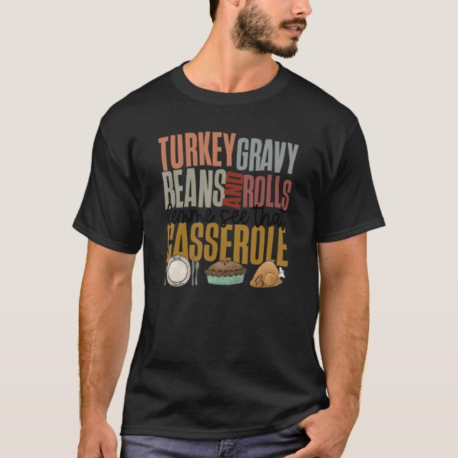 Retro Turkey Gravy Beans and Rolls Erntedank II T-Shirt (Vorderseite)