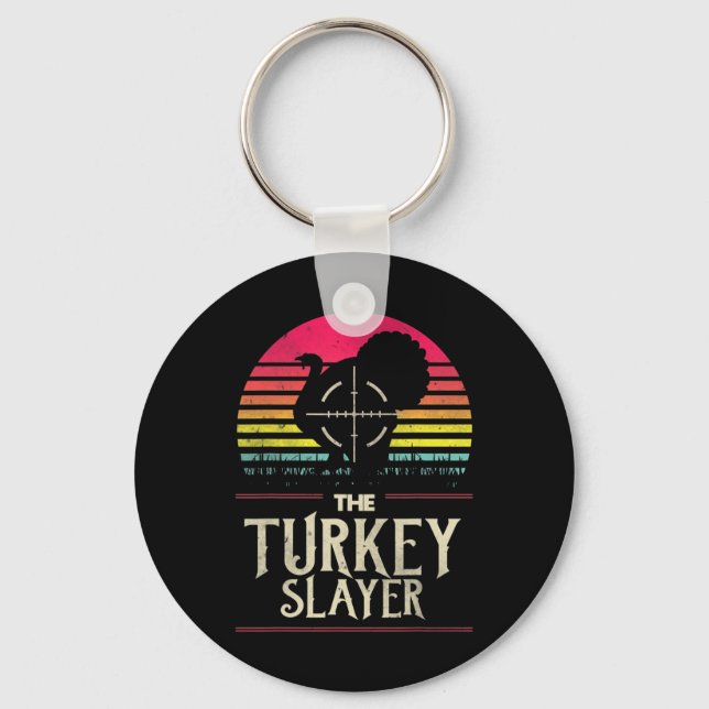 Retro Turkey Slayer Sunset Vintag Jagen Türkei Schlüsselanhänger (Vorderseite)