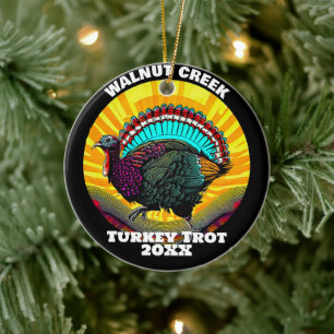 Retro Turkey Trot Keramik Ornament
