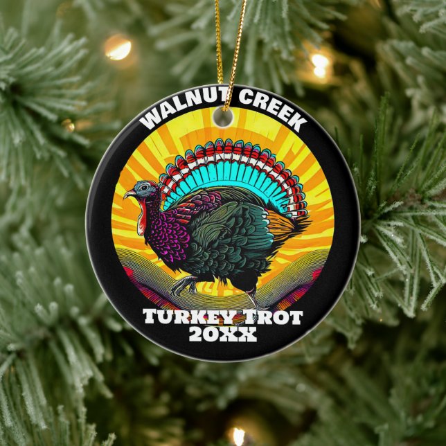 Retro Turkey Trot Keramik Ornament (Baum)