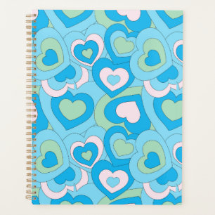 Retro Türkis Blue Heart Planner Planer