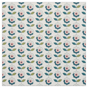 Retro Türkis-Blumenmuster Stoff