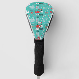 Retro Türkis Comic MOM Liebesmuster Golf Headcover