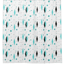 Retro Türkis-Diamant-Sternexplosion-Duschvorhang Duschvorhang