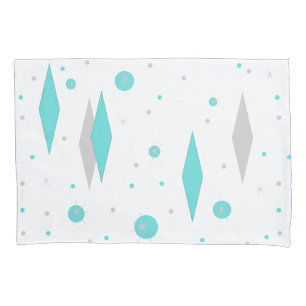 Retro Türkis-Diamant u. Sternexplosion-Kissenbezug Kissenbezug