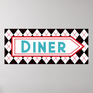 Retro Türkis Diner Schild Wandkunst Poster