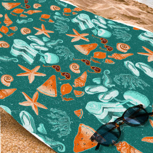 Retro Türkis Sommer Reise Strand Vibes Urlaub Strandtuch