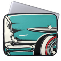 Retro Türkis Sportwagen Front Pop-Art-Illustration