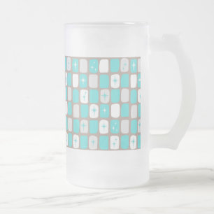 Retro Türkis Sternenexplosion Milchglas Tasse