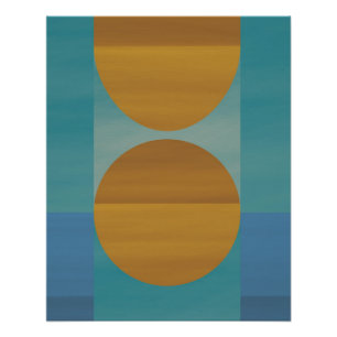 Retro Türkis und Senf Geometrische Balance Poster