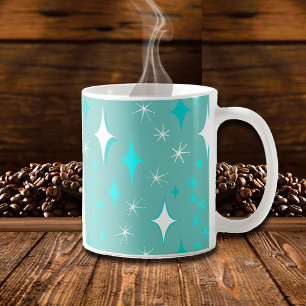 Retro Türkis- und Weißstern-Muster-Tasse Kaffeetasse