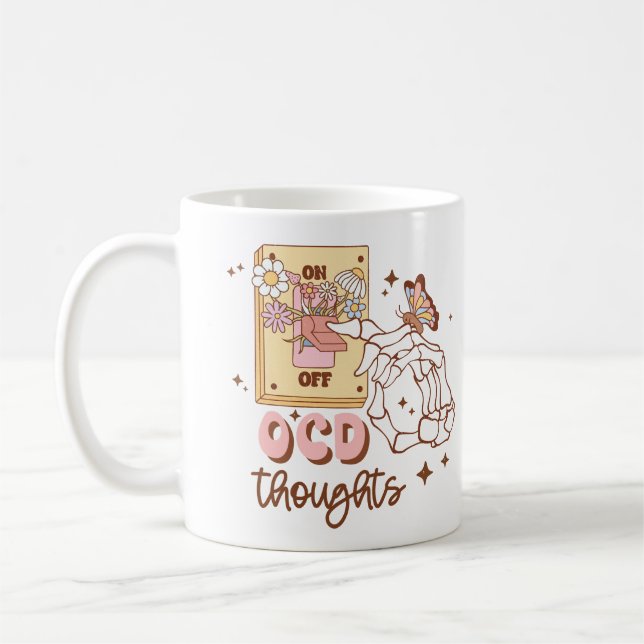  Retro “Turning Off OCD” Mental Health Awareness Kaffeetasse (Links)