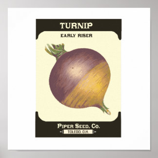 Retro Turnip Gemüsepackung Plakat drucken