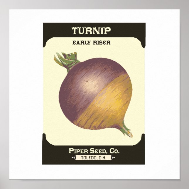 Retro Turnip Gemüsepackung Plakat drucken (Vorne)