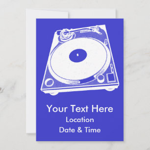 Retro-Turntable Graphic in White Einladung